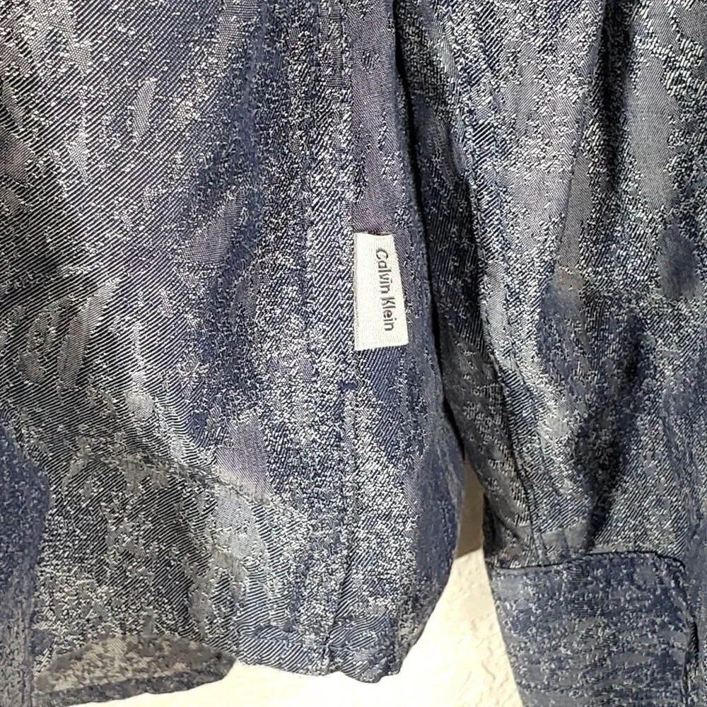 Calvin Klein Men's Slim-Fit Jacquard Shirt XXL Dusty Blue - Picture 10 of 13